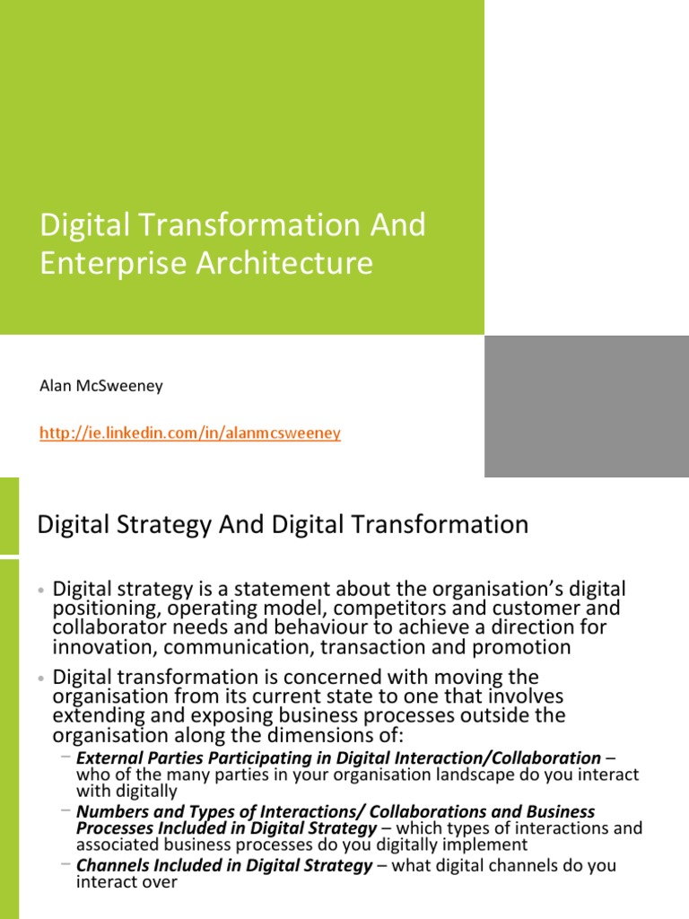 Enterprise Architecture in Digital Transformation | PDF | Enterprise ...