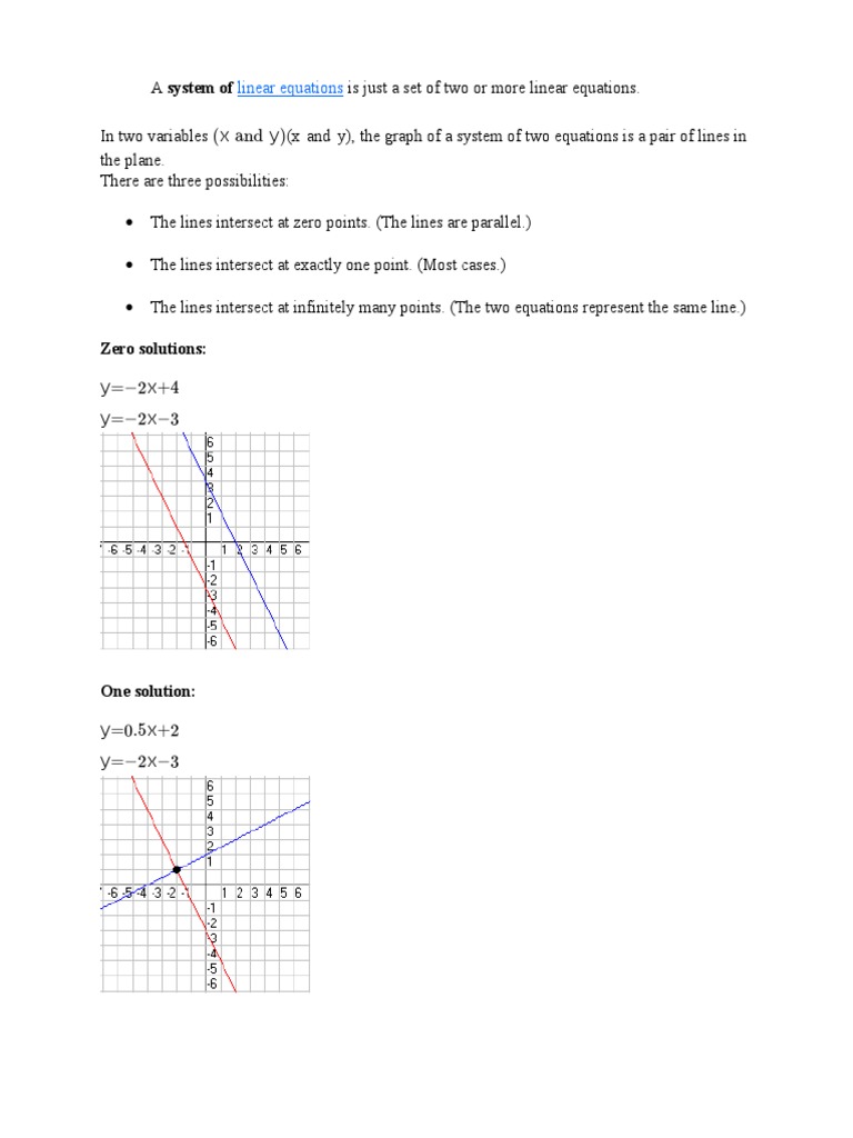 Linear Equations: Zero Solutions | PDF