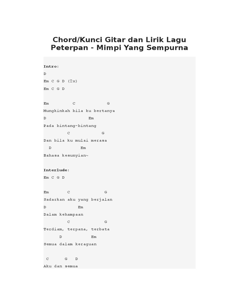 Chord Mimpi Yg Sempurna Pdf