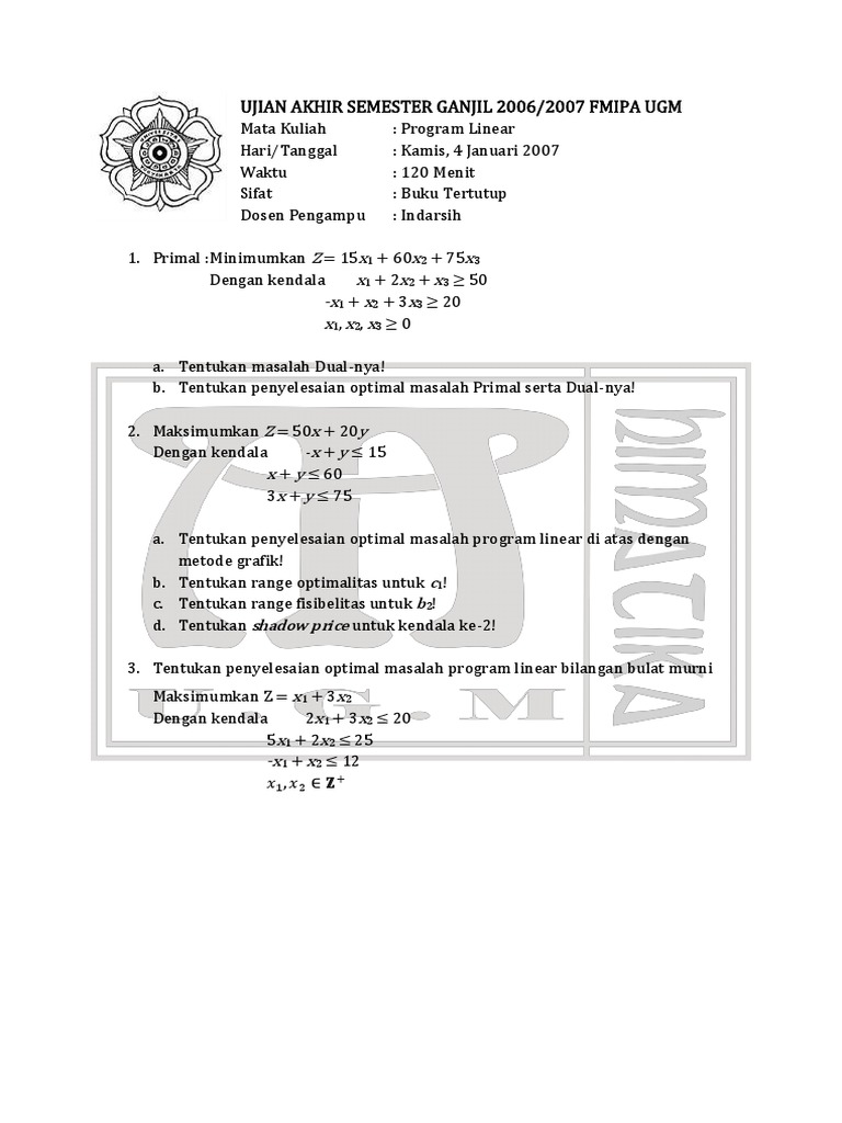32 Contoh Soal Program Linear Bilangan Bulat Kumpulan Contoh Soal