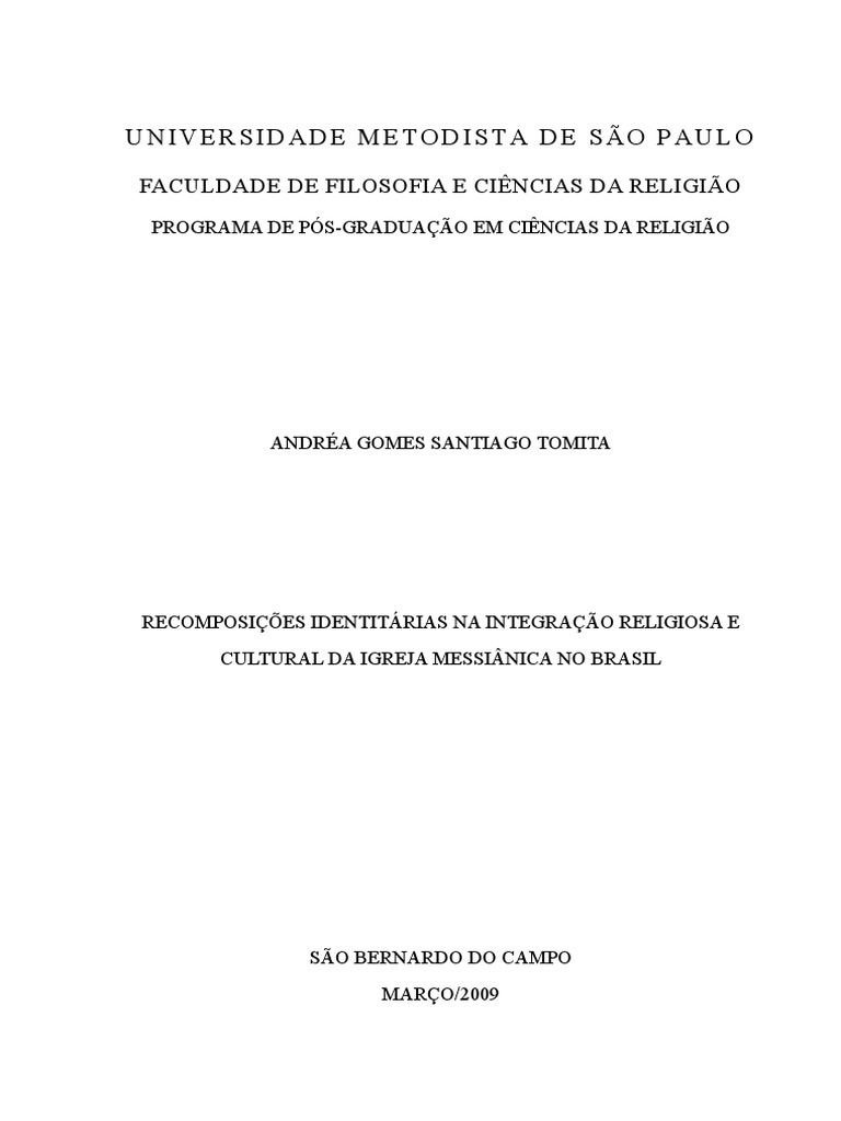 Recomposições Identitárias Na Integração Religiosa e Cultural Da Igreja  Messiânica No Brasil | PDF | Xintoísmo | Japão