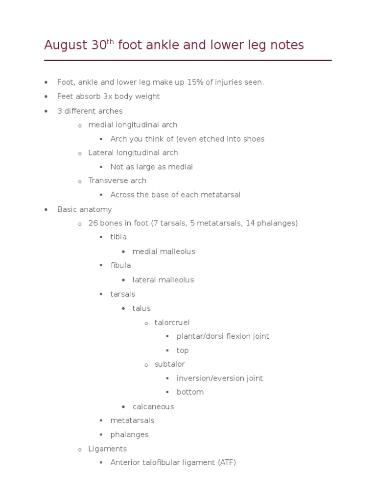 Foot and Ankle Injury Overview | PDF | Foot | Ankle