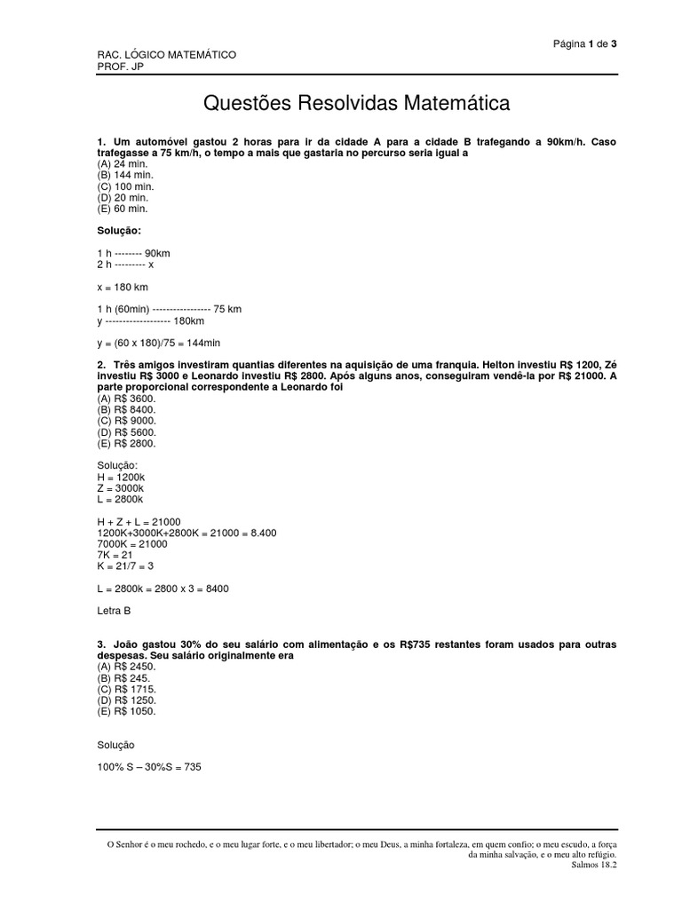 Questões Resolvidas Matemática | PDF