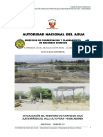 Actualización Del Inventario de Fuentes de Agua Subterránea Del Valle Alto Piura - Huancabamba