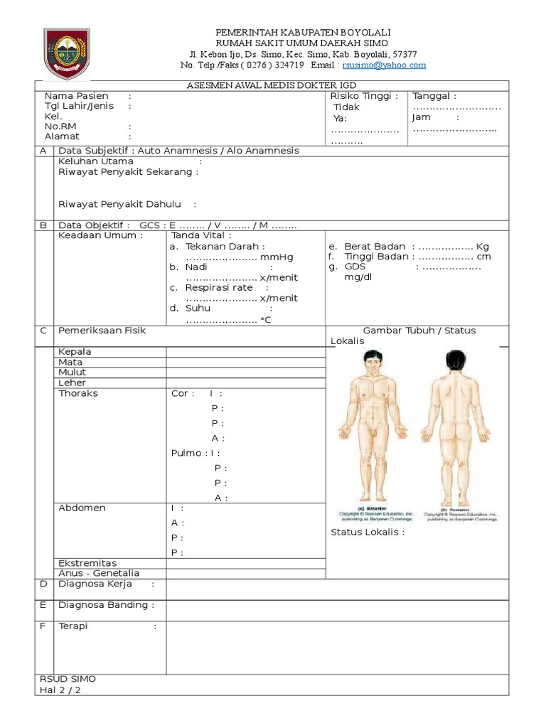 Asesmen Awal Medis IGD RSUD Simo | PDF