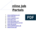 Online Job Portals: WWW - Rozee.pk WWW - Pakistanjobs.pk WWW - Hunar.pk