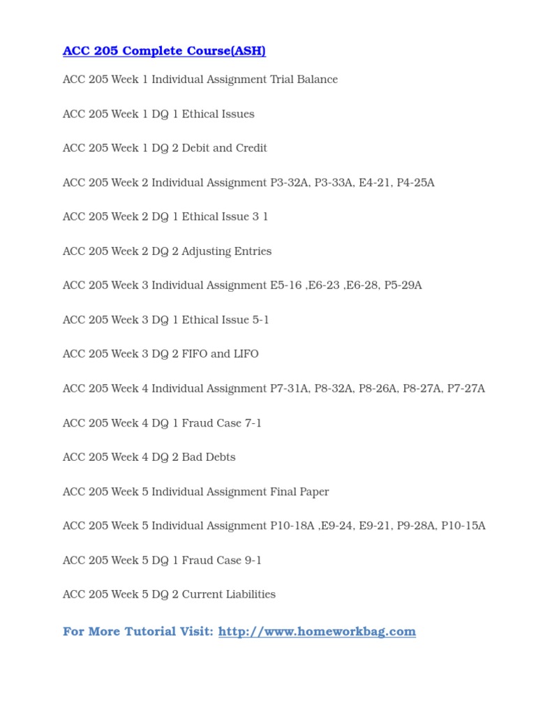 ACC 205 Complete Course Files | PDF