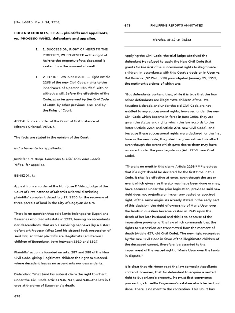 Rights of illegitimate children to inherit property under old and new Civil Codes PDF