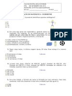 Avaliação de Matemática 3o Bimestre