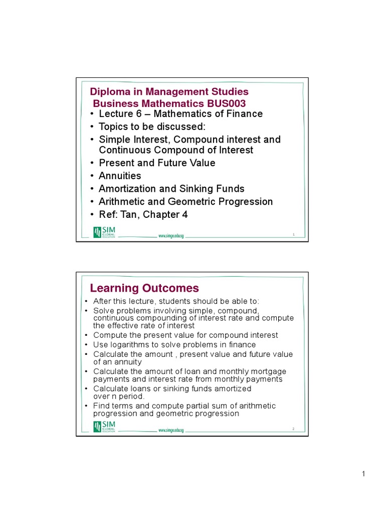 Diploma in Management Studies Business Mathematics BUS003: Learning ...