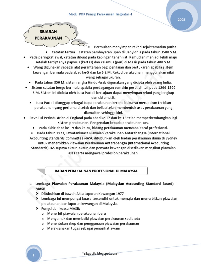 Nota Tingkatan 4 Prinsip Akaun PDF | PDF