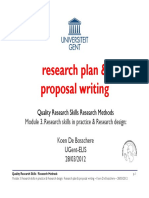Research Plan & Proposal Writing: Quality Research Skills Research Methods
