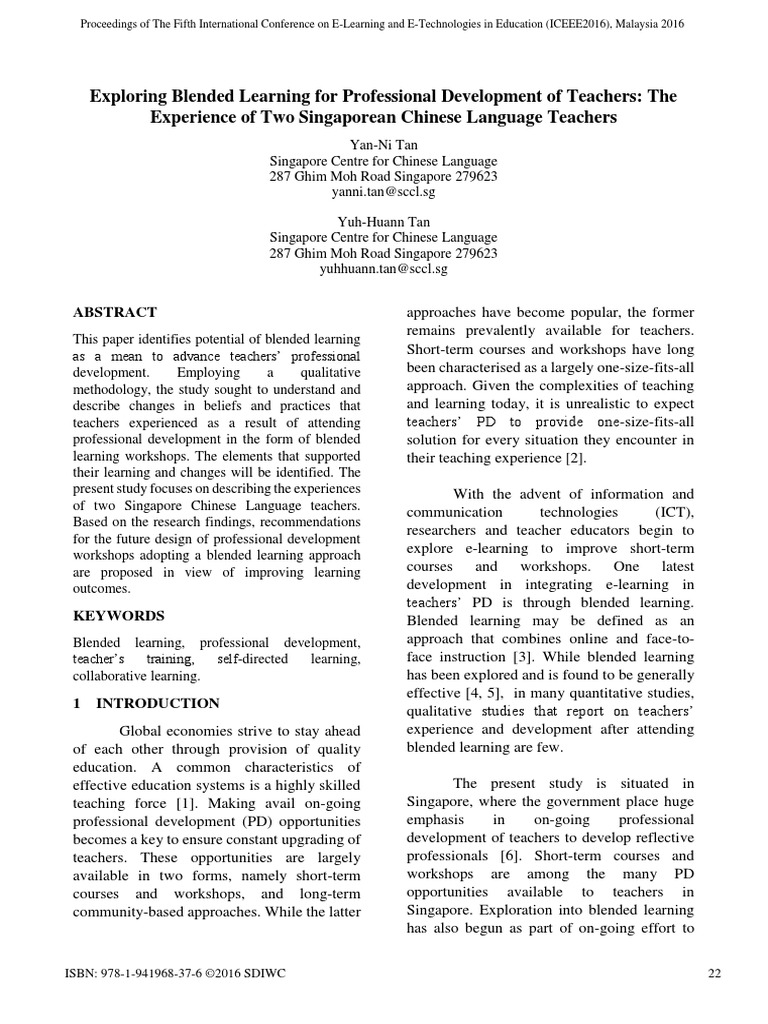 Exploring Blended Learning For Professional Development of Teachers ...