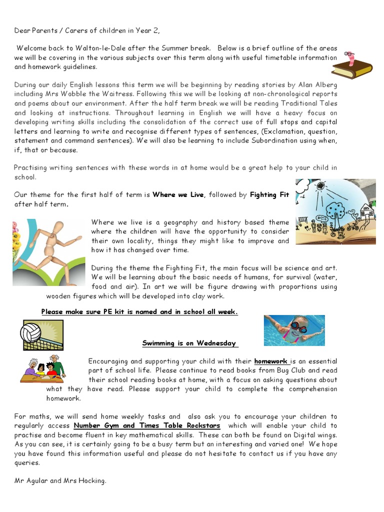 Y2 Curriculum Letter Sept 2016 | PDF | Language Arts & Discipline ...