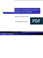 Formulação Diferencial: Conservação de Massa Da Concentração de Um Composto