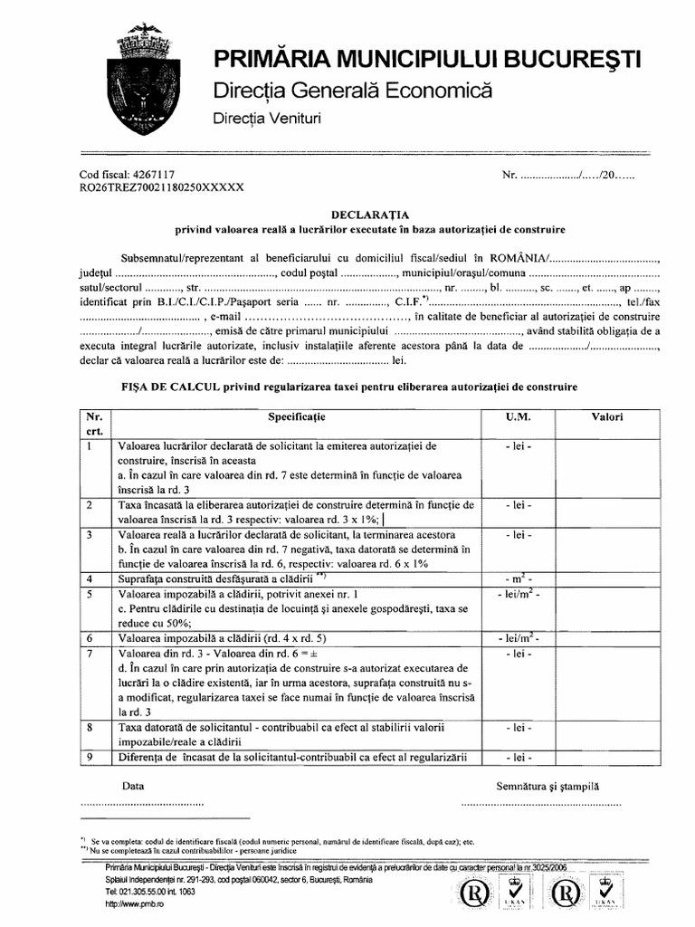 Calcul Valoare Taxa Autorizatie Construire