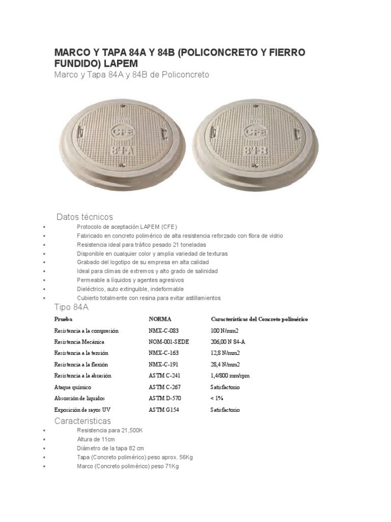 3.-Especificacion Marco y Tapa Fofo | PDF