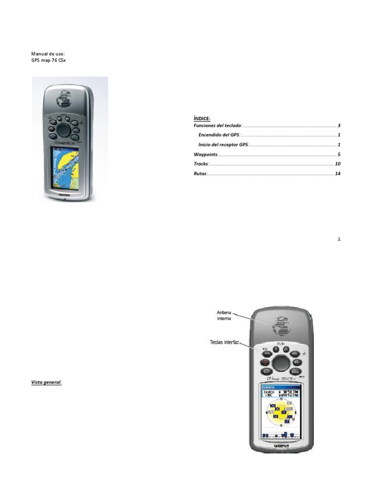 prik bølge automat Manual de Uso Garmin Gps Map 76CSx | PDF | Mapa | Sistema de  Posicionamiento Global