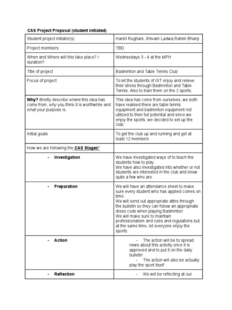 Badminton & Table Tennis Club Proposal | PDF | Educational Assessment ...