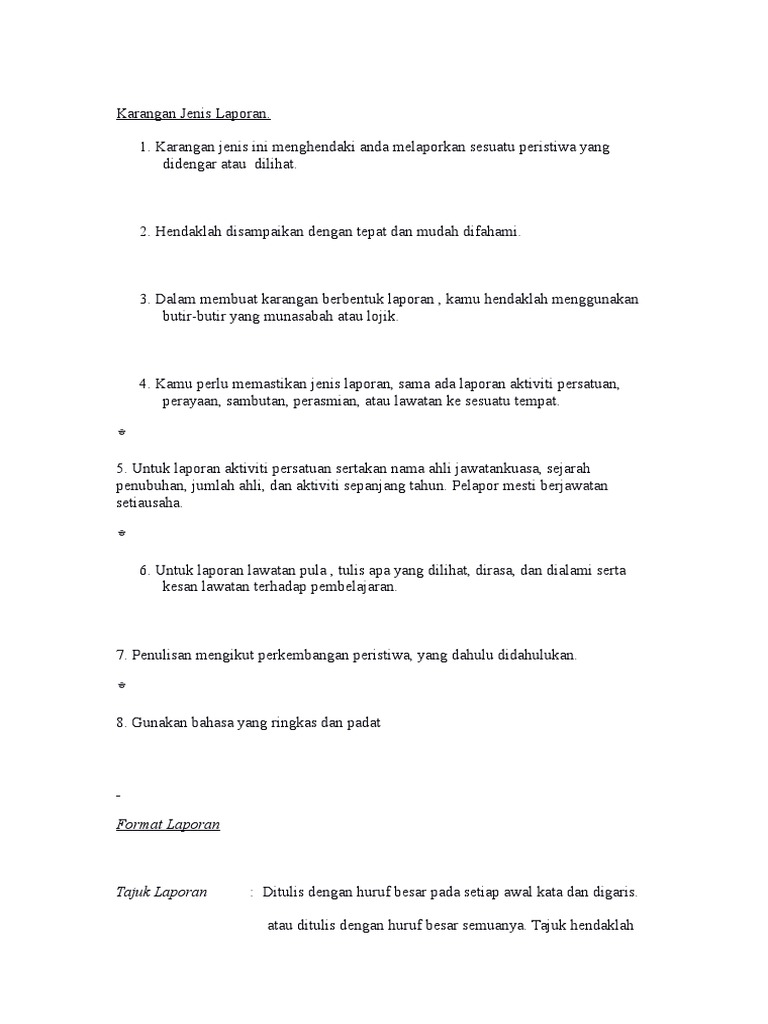 Format Karangan Jenis Laporan Surat Rasmi Dan Surat Tidak Rasmi Pdf