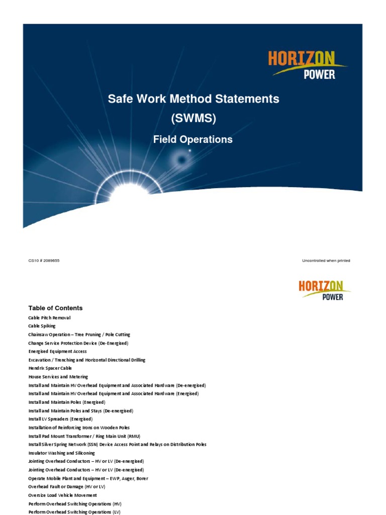 03 Swms Field Operations Master Document | PDF | Personal Protective ...