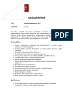 Job Description: Title: Automation Engineer - PLC Experience