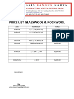 Price List Glasswool & Rockwool: Jenis Keterangan Harga