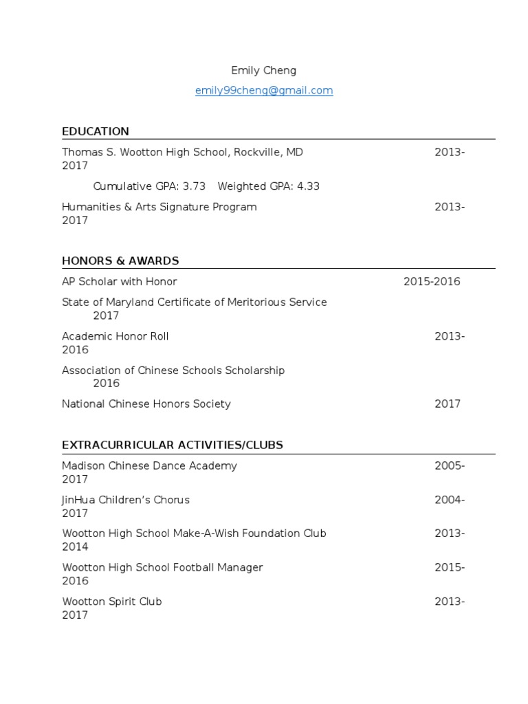 Emily Cheng's Academic Profile | PDF