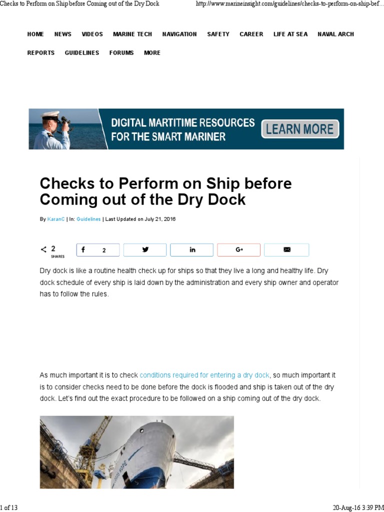 Checks Before Drydock Flooding | PDF | Ships | Sailor