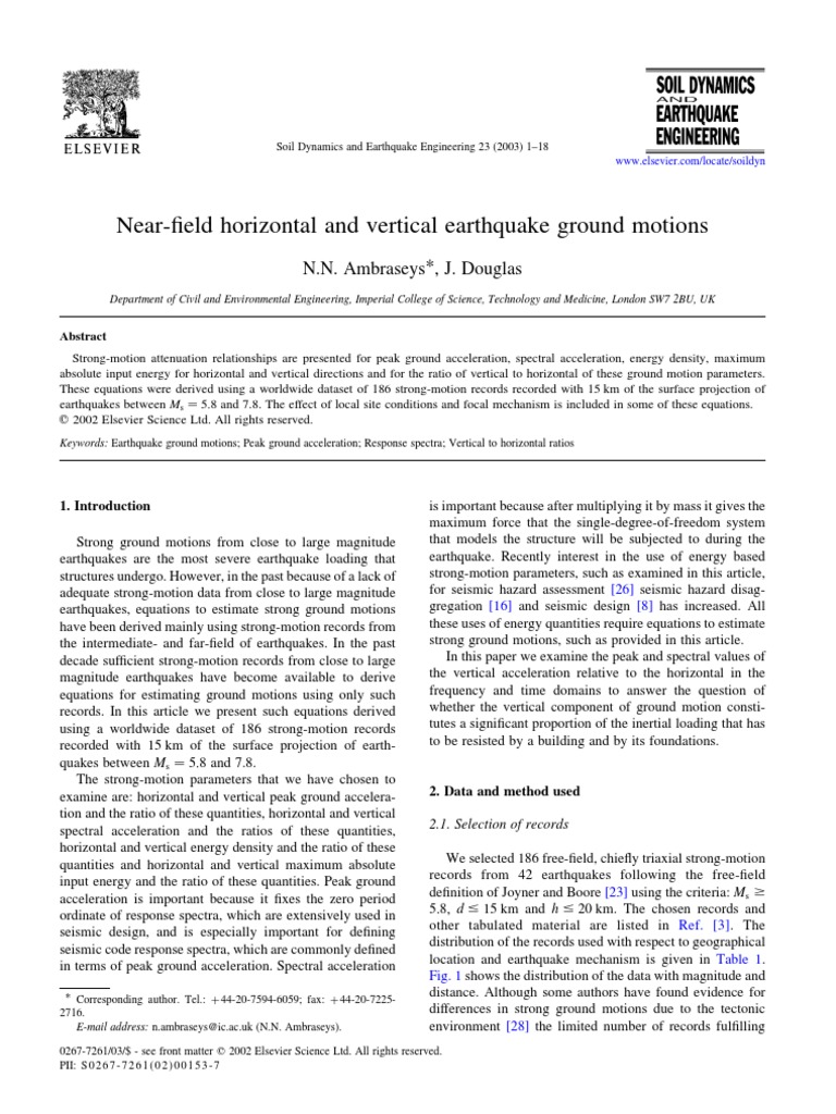 NearField Horizontal and Vertical Earthquake Ground Motions PDF Errors And Residuals