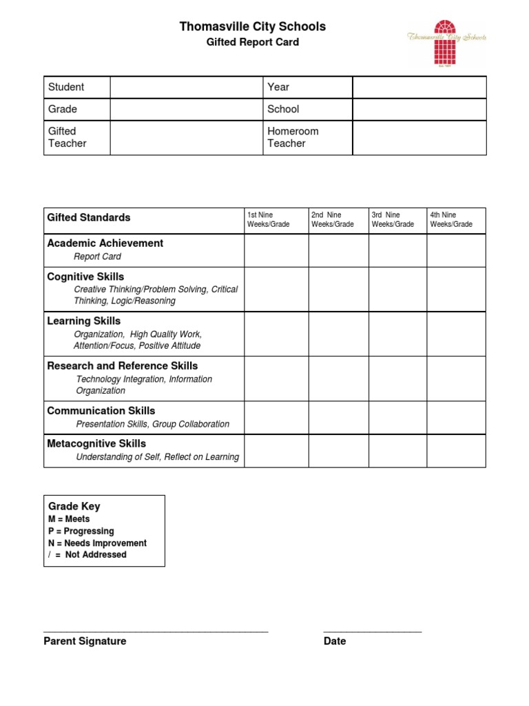 Gifted Report Card | PDF