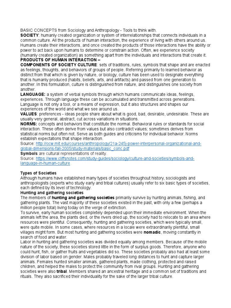 Key Concepts in Sociology and Anthropology | PDF | Émile Durkheim | Society