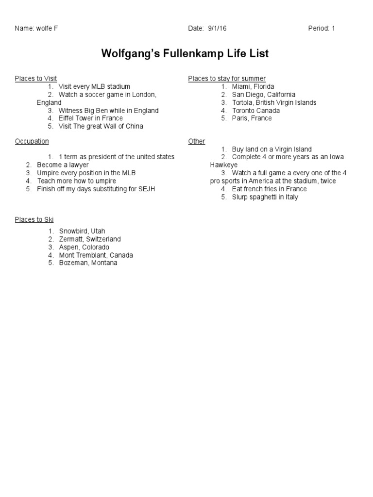 Lifelisttemplate-Wolfgangfullenkamp 1 | PDF