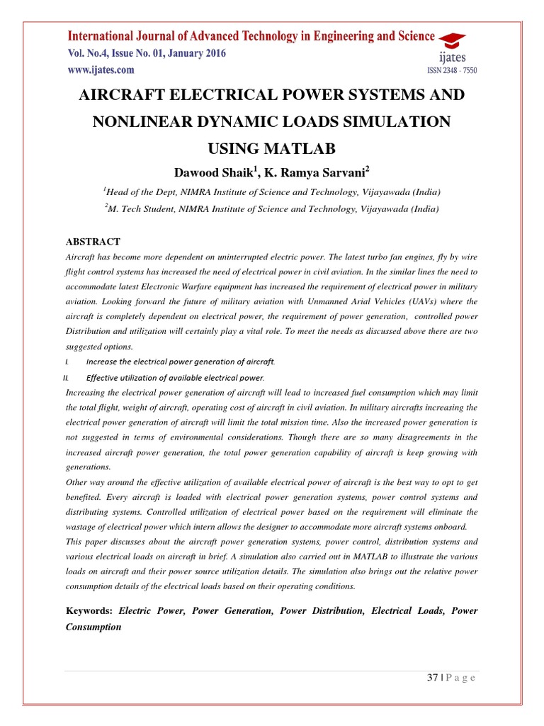 Aircraft Electrical Power Systems Analysis | PDF | Electric Power ...