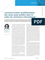 L'Authentification Problématique Des Actes Quasi Publics