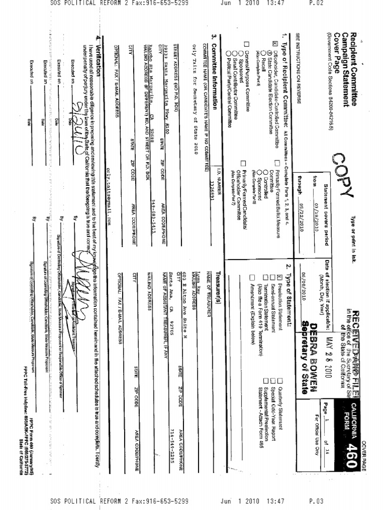 ORLY FOR SECRETARY OF STATE - Schedule G - Form 460 - 32343395 ...