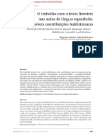 O Trabalho Com o Texto Literario Nas Aulas de Língua Espanhola Possíveis Contribuições Bakhtinianas PDF