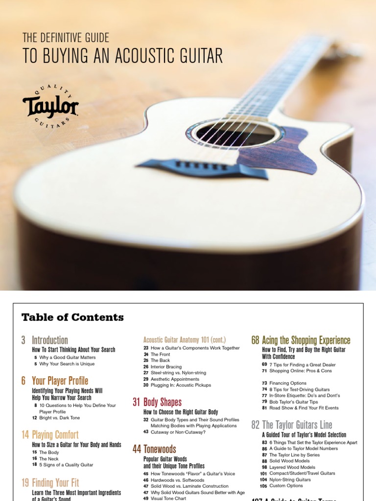 Taylor Acoustic Guitar Buyers Guide PDF Guitars String Instruments