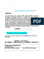 Eligibility:: M.TECH Admission For The Academic Session 2016-2017