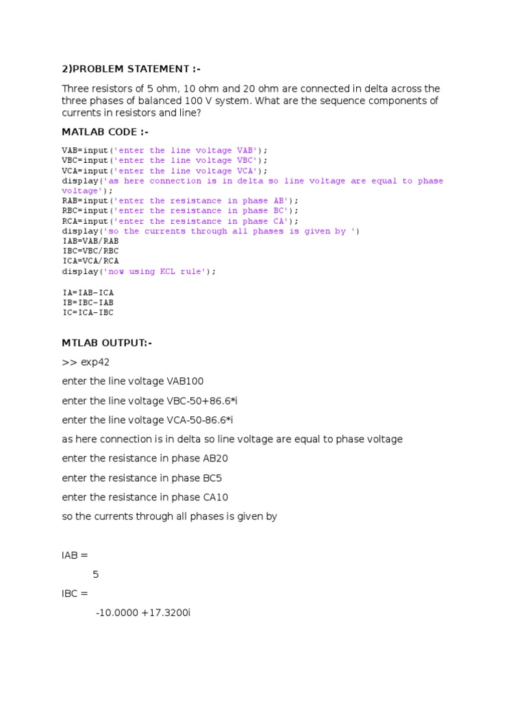 Sequence Components in Delta Resistor Circuit | PDF