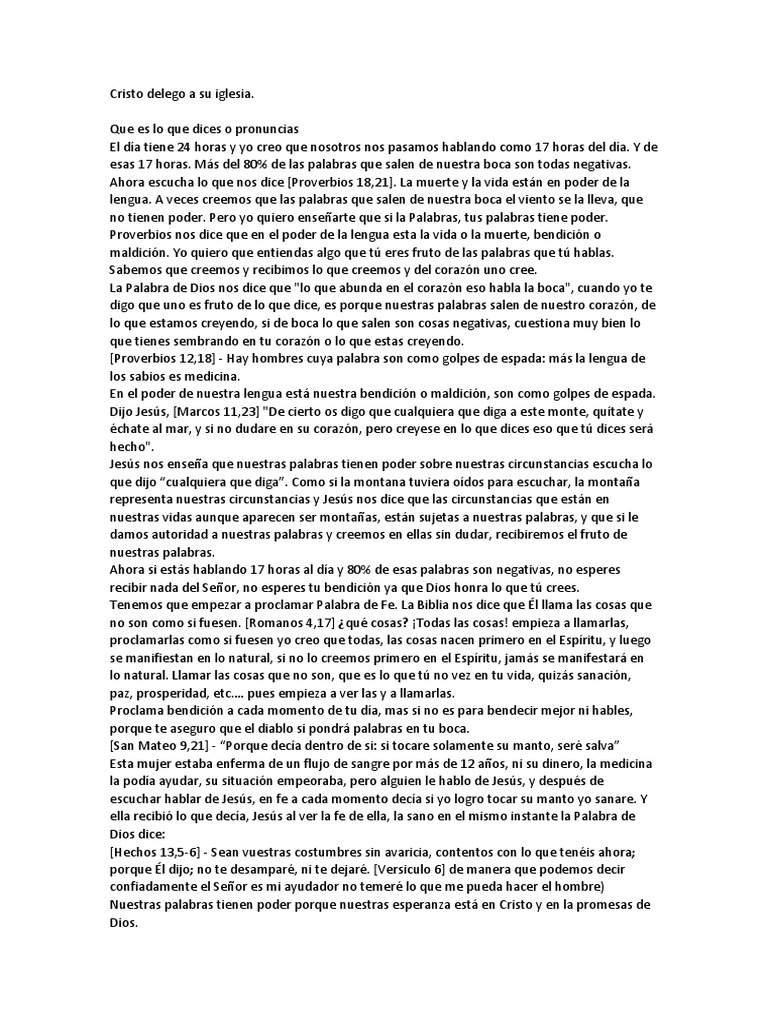 El Poder de las Palabras en la Fe | PDF | Bendición | Cristo (título)