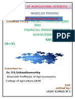 Hands On Training: Project Formulations AND Financial Management For Agribusiness
