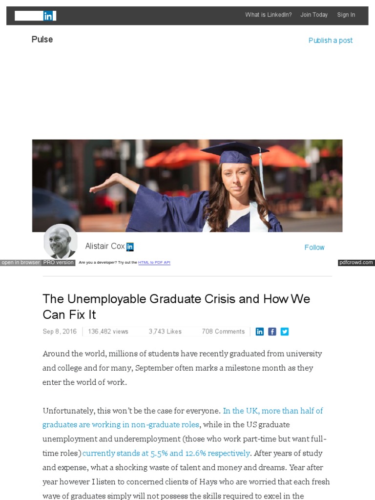 Unemployable Graduate Crisis PDF PDF Higher Education Vocational