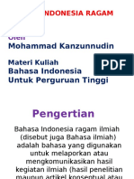 Bahasa Indonesia Ragam Ilmiah