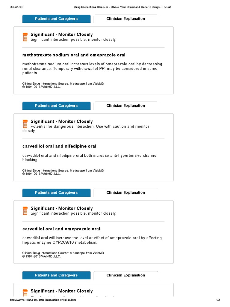 Drug Interactions Checker RxList PDF Aspirin Nonsteroidal Anti
