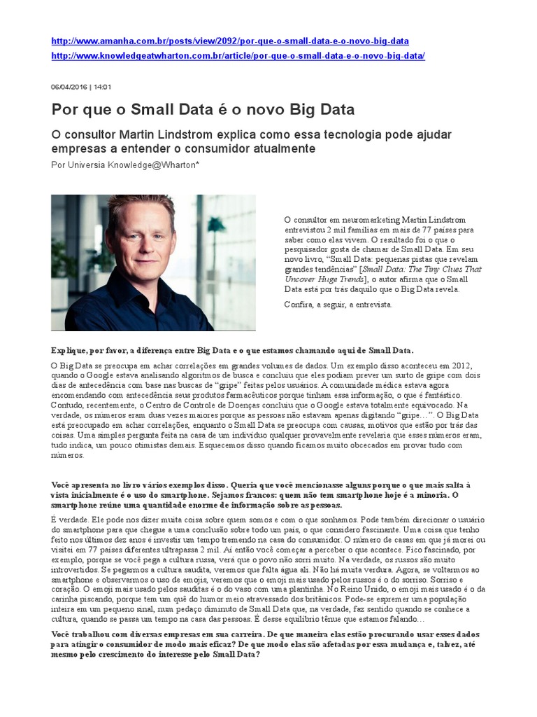 Porque o Small Data É o Novo Big Data KnowledgeWharton 04abr16 | PDF ...