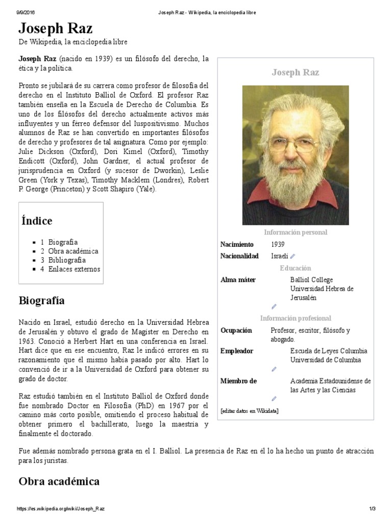 Joseph Raz - Wikipedia, La Enciclopedia Libre | PDF | Justicia | Crimen ...