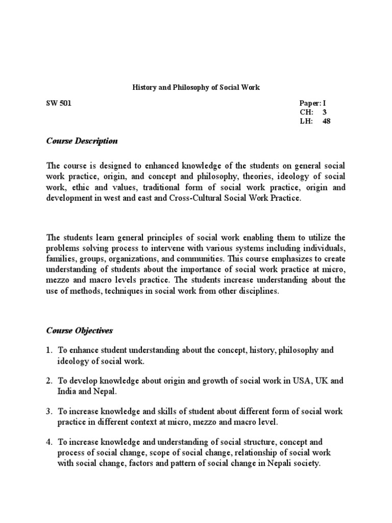 History and Philosophy of Social Work | PDF | Grading (Education ...