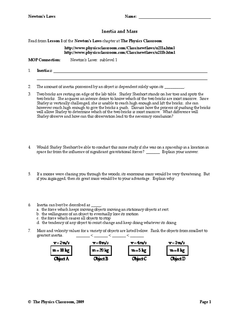 Newtons Laws of Motion PDF | PDF | Force | Mass
