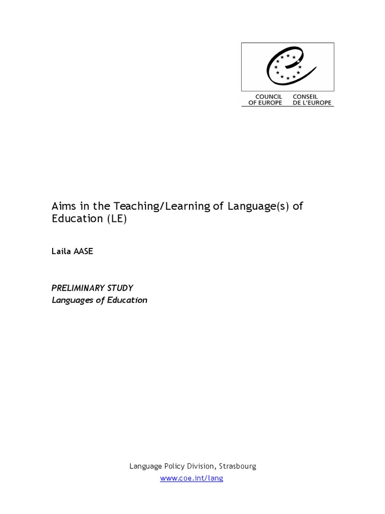 Aims in The Teaching/Learning of Language(s) of Education (LE) | PDF ...